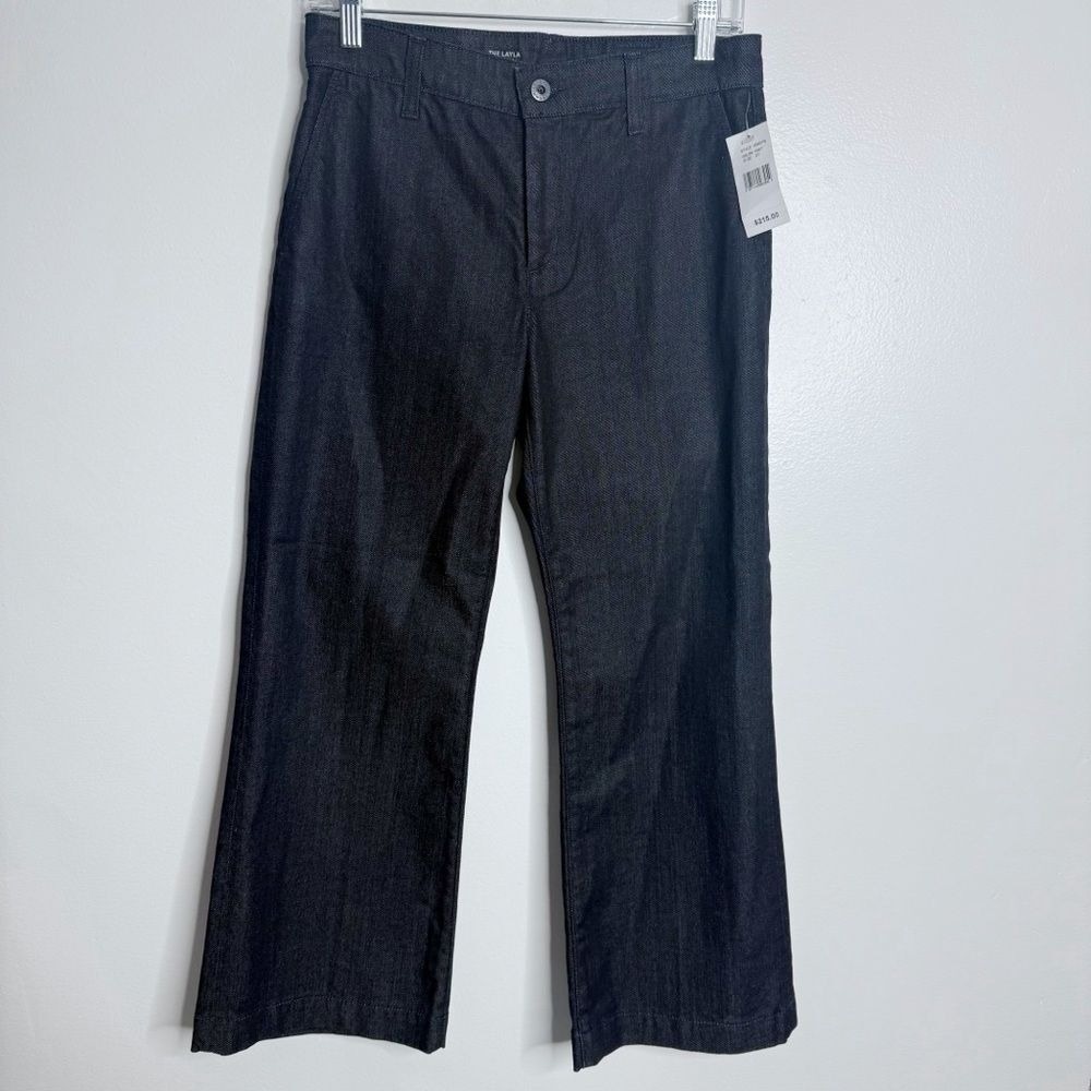 NWT AG Adriano Goldschmied The Layla Cropped Flare Trouser Jean Dark Wash Sz 27 - Picture 2 of 14